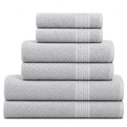 Komfortec Hand Towel Set 6 Pieces 100% Cotton Silver