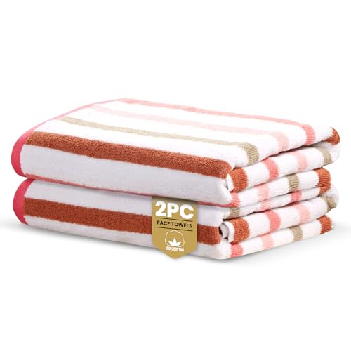 Rapport Home Amalfi Face Towels 2 Pack - Pink - 30x30cm - Luxurious 500GSM 100% Cotton - Oeko-Tex Certified Soft & Absorbent Face Cloths