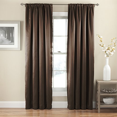 "Eclipse Tricia Modern Room Darkening Thermal Rod Pocket Window Curtain for Bedroom (1 Panel), 52"" x 63"", Espresso"