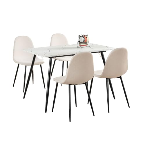 39F Furniture Dream Rectangular Dining Set with 4 Chairs - Set of 4 Chairs with Kitchen Table and Dining Room