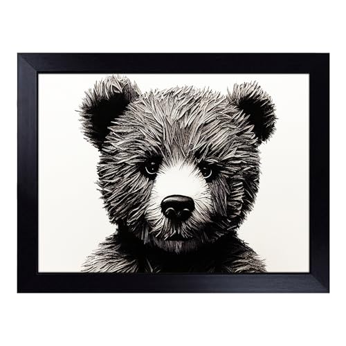 Lap Tray with Bean Bag Cushion, Super Teddy Bear - Handmade in the UK, Raised Wooden Edge, Padded Cushion, Heat-Resistant Wipe-Clean Surface, for Meals, Laptops and Crafts