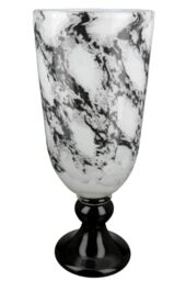 GILDE Decorative Vase Trophy on Base – Glass Vase Marble Look – Elegant Decoration Living Room – Gift Birthday Gift – Colours: Black White Height 31 cm