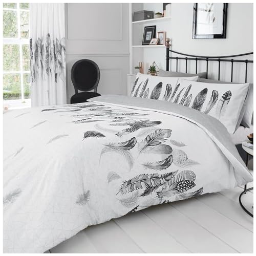 GC GAVENO CAVAILIA Easy Care Duvet Cover Printed Quilt Set Reversible Bedding, King, White, (244004)