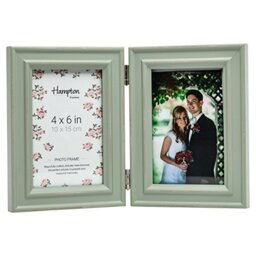 Hampton Frames PALOMA Hinged Double - 4x6 (10x15cm) Sage Green Picture Photo Frame Glass PAL301904S