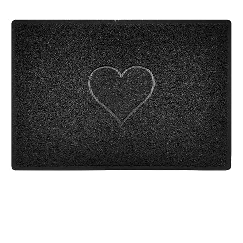 Nicoman Star Shape Embossed Entrance Door Mat Non Slip Dirt Trapper PVC Spaghetti Mat with Rubber Base, Jet Washable Quick Drying Doormat Indoor or Outdoor - (Large, Black, 90 x 60cm)