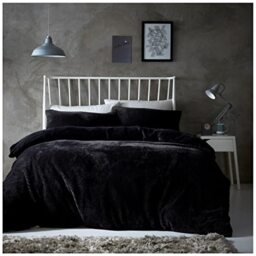 Gaveno Cavailia Popcorn King Duvet Set Black, Honeycomb Waffle Weave Bedding, 3 Piece Teddy Flannel Fleece Reversible Bedlinen, Easy Care DuvetCover Bedset, 1 Quilt Cover and 2 Pillow Cases