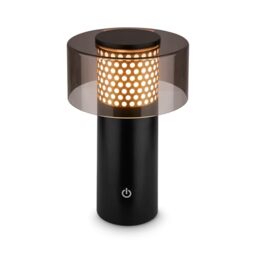 BRILONER - Rechargeable LED Table Lamp IP44 with Touch, Dimmable, Warm White Light, LED, Battery, Cordless, 13X20.5 cm, Black-Gold