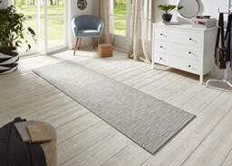 BT Carpet Nature Runner Indoor and Outdoor - Loop Kitchen Runner Non-Slip Flat Weave Short Pile Wool Look Fineloop Kitchen Rug for Hallway, Garden, Patio, Bathroom - Cream Grey, 80 x 450 cm