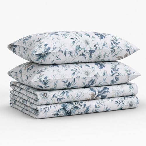 Tribeca Living VERN4PSSTWBL Extra Deep Pocket Sheet Set, Twin, Vernazza Blue/Multi