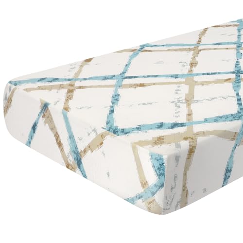 SearchI Stretch Printed Sofa Couch Cushion Covers Replacement Chair Cushion Slipcovers Seat Cover Furniture Protector Sofa Slipcover Soft with Elastic Bottom(Large, Geometric Stripe)