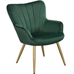 Yaheetech Modern Tub Chair Velvet Fabric Armchair with High Back, Green