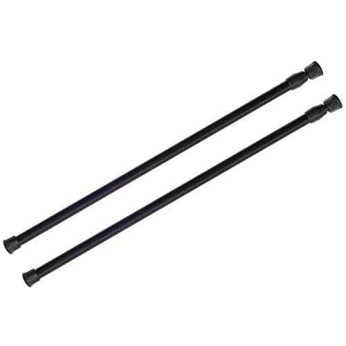 KXLife 2 Pack Spring Tension Curtain Rod for Window 16 to 28 Inch, Black - Expandable Adjustable Small Curtain Tension Rods, No Drilling, for Kitchen, RV, Cupboard, Refrigerator