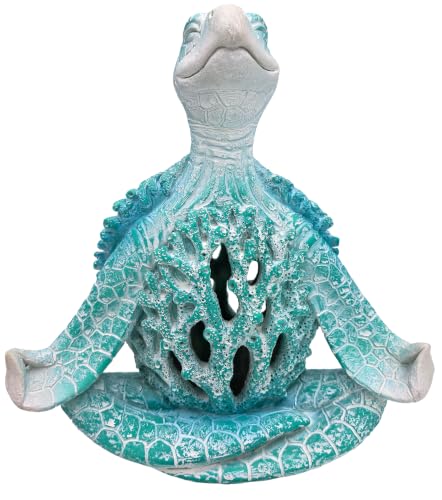 VVGIFTS Sea Turtle Meditation Yoga Decor, Garden Figurine Meditating Coastal Beach Decorations, Zen Yoga Resin Statue for Home Office Decorations
