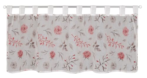 Gardinia Bistro Curtain All Over Rose Print Pink 135 x 45 cm