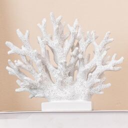 "Elegondrar 5.8"" H White Coral Decor, Resin Coral Statue, Nautical Decorations for Home, Bedroom, Bathroom, Living Room, Beach/Coastal/Ocean Themed Cabinet Shelf Tabletop Decor"