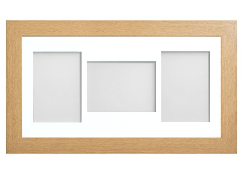 Frame Company Watson Beech Multi-Aperture Photo Frame with Mount, 20x10 for 7x5 (x3 PLP) * Choice of Frame Colour and Mount Design* NEW