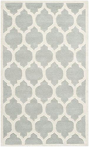 Safavieh Contemporary Indoor Hand Tufted Rectangle Area Rug, Chatham Collection, CHT734, in Grey / Ivory, 91 X 152 cm for Living Room, Bedroom or Any Indoor Space