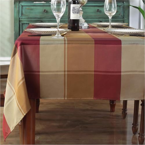 Rectangle Tablecloth Checkered Style Polyester Table Cloth Spillproof Dust-Proof Wrinkle Resistant Heavy Weight Table Cover for Kitchen Dinning Tabletop (Rectangle/Oblong,150 x 213(6-8 Seats),Red)