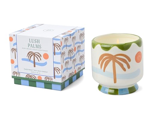 Paddywax Scented Candles Dopo Hand-Painted Ceramic Luxury Artisan Candle, 226g, Palm Tree - Lush Palms