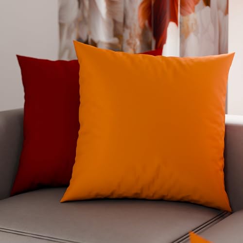 PETTI Artigiani Italiani - Pair of Pillow Cases 50 x 50 cm in Microfibre, Pillows for Bedroom Furniture, Sofa, Set of 2 Cushion Covers, Reversible Pillowcase Orange Red