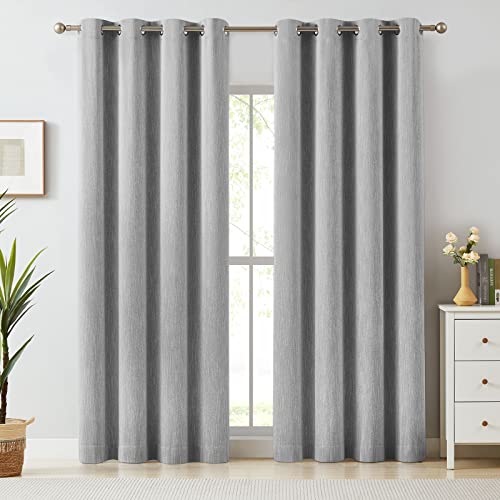 Melodieux Elegant Cotton Room Darkening Blackout Curtains for Living Room Bedroom Thermal Insulated Privacy Grommet Window Curtain Panels, 52 by 96 Inch, Dark Grey(1 Panel