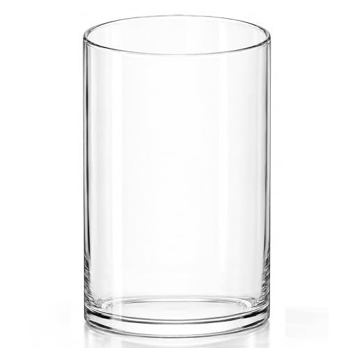 "Royal Imports Flower Glass Vase Decorative Centerpiece For Home Or Wedding - Cylinder Shape, 6"" Tall, 3.5"" Opening, Clear"
