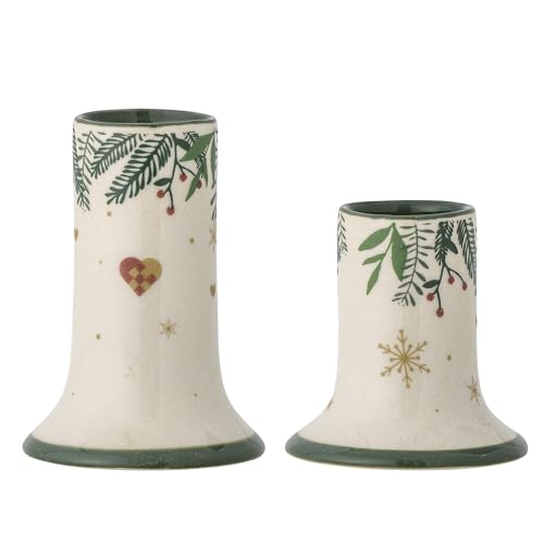 Bloomingville Grazia Candle Holder Set of 2 Green White for 1 Candle