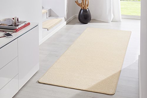Hanse Home Indoor Rug Fancy - Living Room Rug Plain Modern Velour Rug for Dining Room, Living Room, Children's Room, Hallway, Bedroom, Kitchen - Beige, 80 x 300 cm