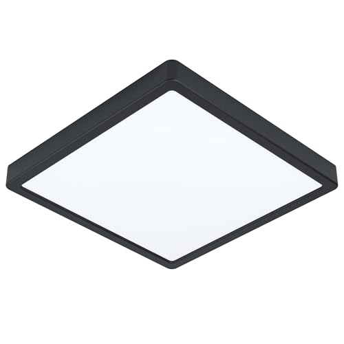 EGLO LED Ceiling Light Fueva 5, L x W 28.5 cm, 1-Bulb Surface-Mounted Light Modern Made of Steel and a Plastic Light Surface, Ceiling Light in Black, White, LED Surface, Neutral White
