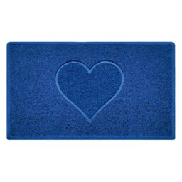 Nicoman Heart Shape Embossed Entrance Door Mat Non Slip Dirt Trapper PVC Spaghetti Mat with Rubber Base, Jet Washable Quick Drying Doormat Indoor or Outdoor - (Medium, Blue, 75 x 44cm)