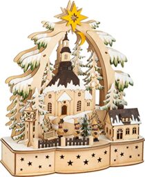Small Foot 11791 Star Singer Wooden Christmas Decoration Battery Operated with LED Lighting and Christmas Pyramid Decoration, Multi-Colour, Normal
