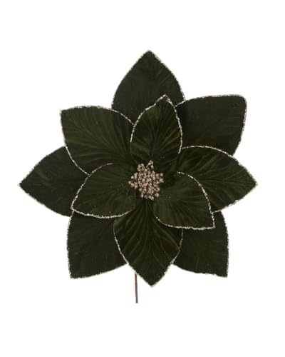 WeRChristmas Sage Green Oversized Velvet Artificial Poinsettia, 56cm - 56cm oversized sage green velvet poinsettia with layered petals and glitter detail for trees, wreaths and large displays