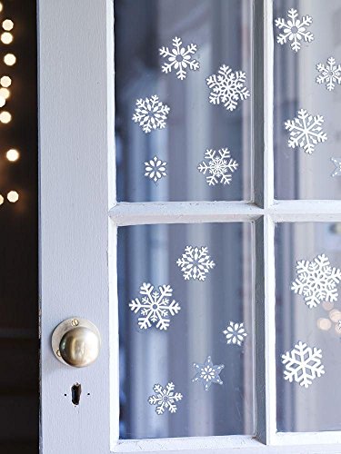 80pcs Christmas Snowflakes Window Sticker Decorations Xmas Décor Glitter Decals Clings for Winter Party Supplies