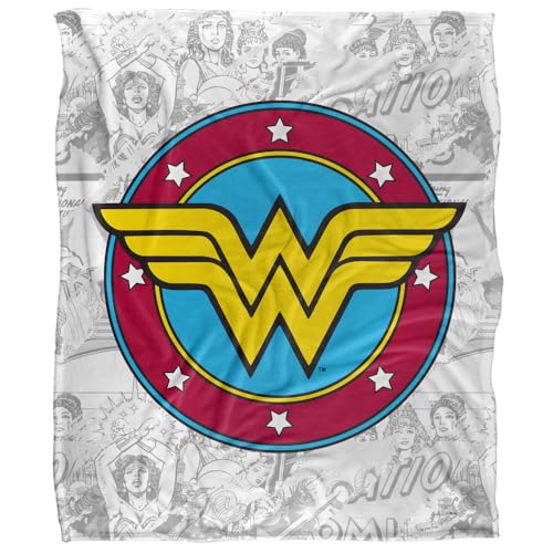 Wonder Woman Comic Logo Silky Touch Super Soft Throw Blanket 152 X 127 cm, White