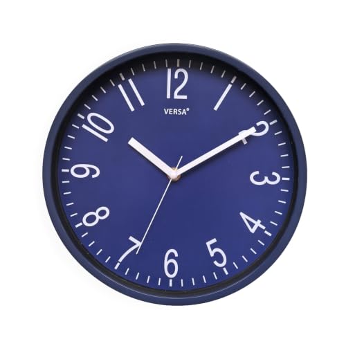 Versa Raven Wall Clock, New Mechanism and Improved Quality, Silent and Decorative, for Kitchen, Living Room or Dining Room ??? Measures (H x L x W) 25 x 4.3 x 25 cm, Polypropylene, Blue