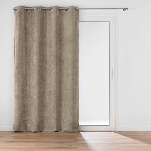 Douceur d'Intérieur, Leo Sand Chenille Velour Eyelet Curtain 140 x 260 cm