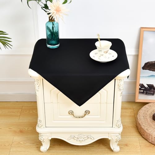 NEWISHER Black Square Tablecloth 24x24 inch, Heavy Duty Polyester Fabric Table Cloth, Washable Solid Reusable Table Cover for Nightstand, Bedside Tables, End Tables Outdoor Indoor