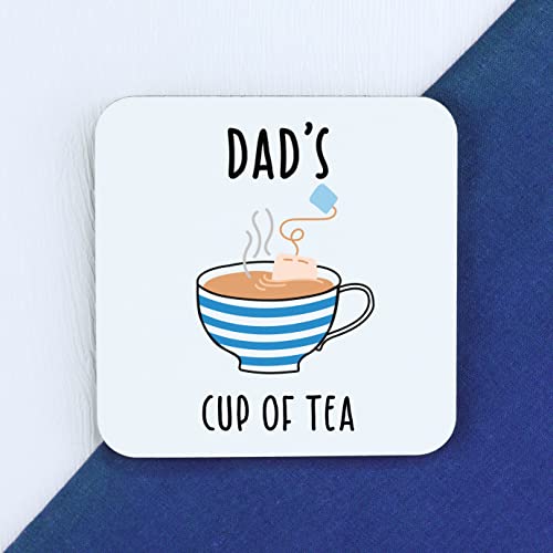 Dad's Cup of Tea Coaster, Printed Square Drinks Mat, Father's Day, Birthday Gifts for Dad
