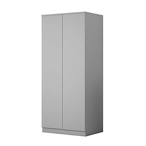 FWStyle 2 Door Modern Bedroom Wardrobe Scandinavian Style Bedroom Furniture - H180 X W80 X D60cm (Matt Grey)