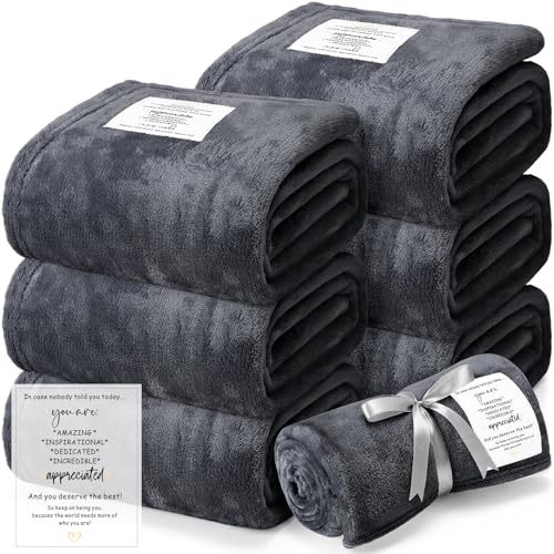Moukeren 6 Pack in Case Nobody Told You Today Blanket ??? Soft Flannel Fleece Throw Blankets 50x60 Inch with Inspirational Quotes, Appreciation Gifts for Coworkers Teachers Women Volunteers(Dark Gray)