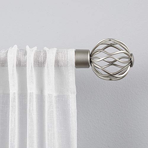 Exclusive Home Curtains Ogee Rod and Finial Set, Iron, Matte Silver, 1 x 3 x 36 cm