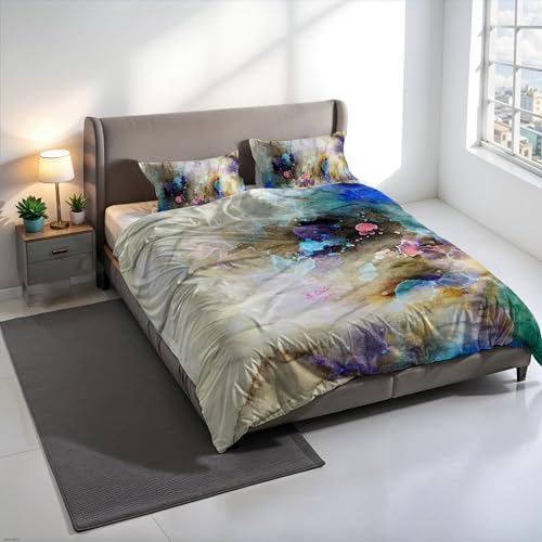 KIO622 KIO622 Digital Print Duvet Cover Set, 100% Cotton, Made in Italy, Double Bed Duvet Cover Set 250 x 200 cm+2 Pillowcases 50 x 80 cm