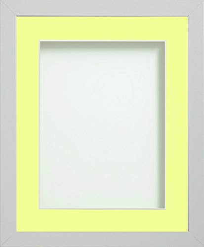 Frame Company Allington White Photo Frame with Lemon Bon Bon Mount, 6x4 for 4x3 inch, fitted with perspex