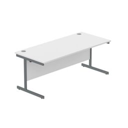 Heavy Duty Rectangular Office Desk, Steel Frame, 120kg Weight Tolerance, 25mm FSC® Top with Modesty Panel – 1800 x 800mm, Arctic White