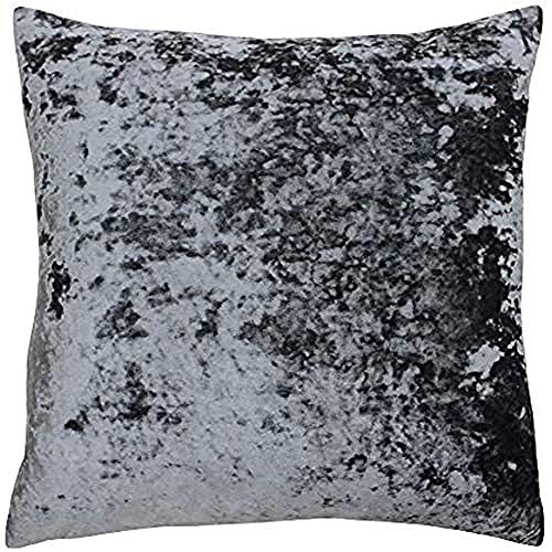 "Riva Paoletti Verona Feather Filled Cushion Square - Pewter Grey - Velvet Feel - Crushed Velvet Look - Hidden Zip Design - 100% Polyester Case - 55 x 55cm (22"" x 22"" inches) - Designed in the UK"