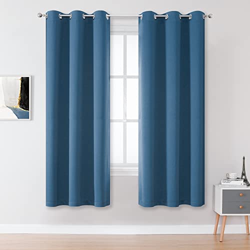 DUALIFE Midnight Grommet Room Darkening Curtains 42 x 72 Inches, 2 Panels