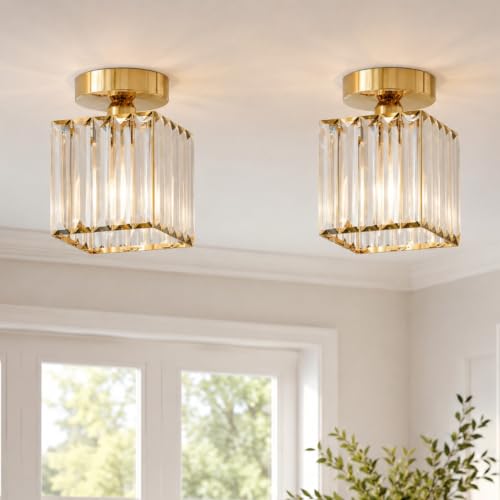 LEDSone 2 Pack Crystal Chandeliers Ceiling Light Modern Ceiling Lighting