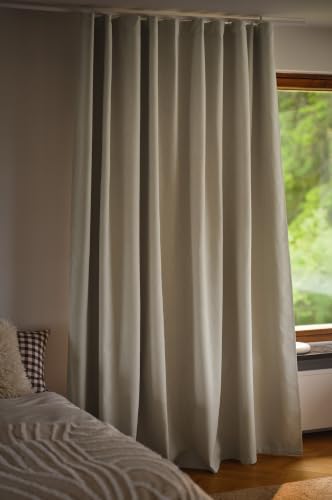 Jotex Moonbeam Blackout Curtain, Extra Wide, 270 cm, Multifunctional Curtain with 100% Light Blocking (Pack of 1), Light Beige, 270 x 160 cm