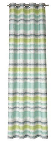 Deko Trends Ambra 60 Eyelet Curtains Polyester Green Petrol Mint 245 x 137 cm