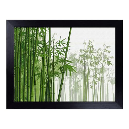 Lap Tray with Bean Bag Cushion, Bamboo Forest - Handmade in the UK, Raised Wooden Edge, Padded Cushion, Heat-Resistant Wipe-Clean Surface, for Meals, Laptops and Crafts